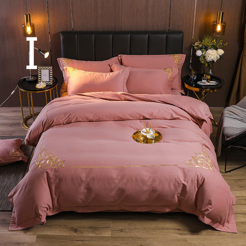 HKM-049683 Four-Piece Brushed Cotton Nordic Style Winter Bedding Set in Soft Nude