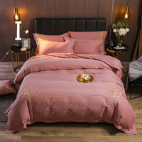 HKM-049683 Four-Piece Brushed Cotton Nordic Style Winter Bedding Set in Soft Nude