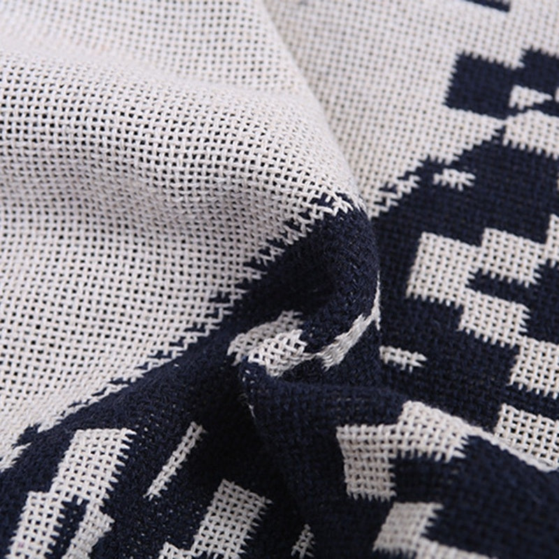 HKM-049747 Cotton Thick Blanket for Sofa - Soft, Durable, and Comfortable Full Cover in Ten Degrees Coast
