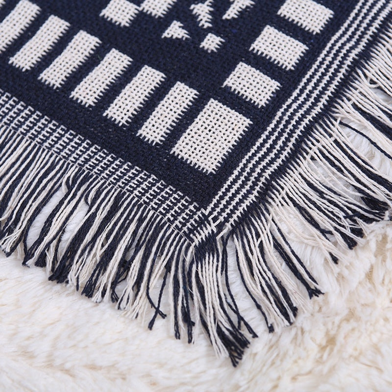 HKM-049747 Cotton Thick Blanket for Sofa - Soft, Durable, and Comfortable Full Cover in Ten Degrees Coast