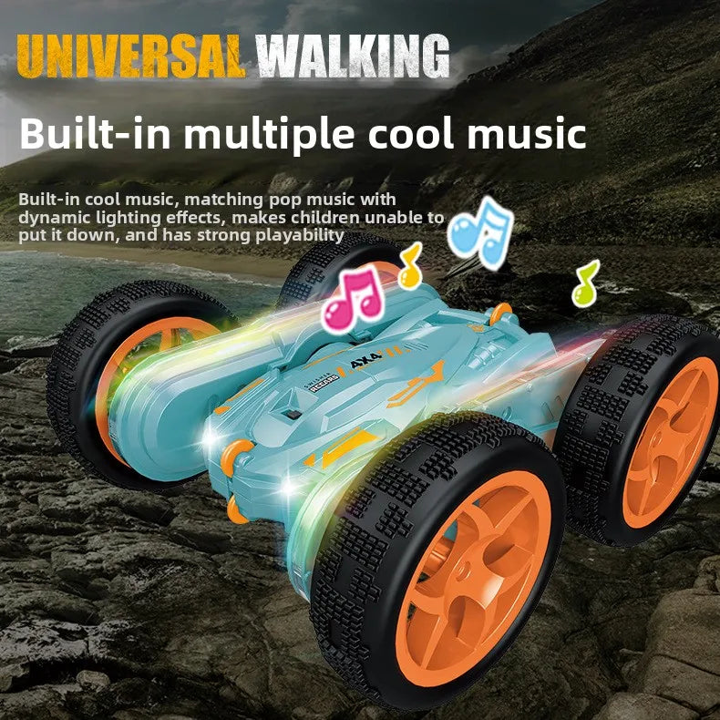 HKM-049939 Colorful Double-Sided RC Stunt Car with 360° Rotation, Lights, Music, and Climbing Features for Ages 5 and Up