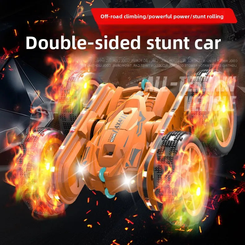 HKM-049939 Colorful Double-Sided RC Stunt Car with 360° Rotation, Lights, Music, and Climbing Features for Ages 5 and Up
