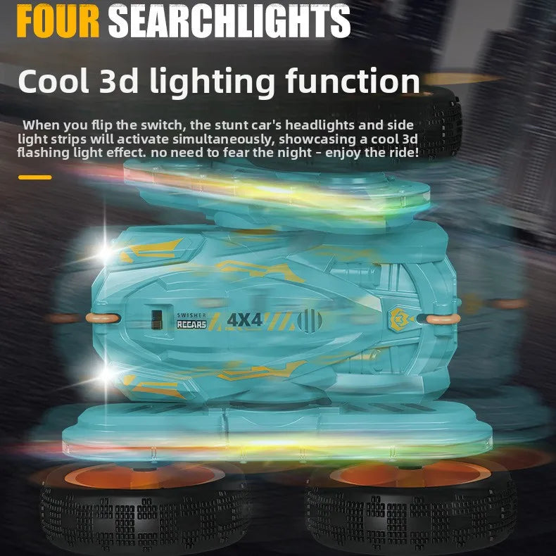 HKM-049939 Colorful Double-Sided RC Stunt Car with 360° Rotation, Lights, Music, and Climbing Features for Ages 5 and Up