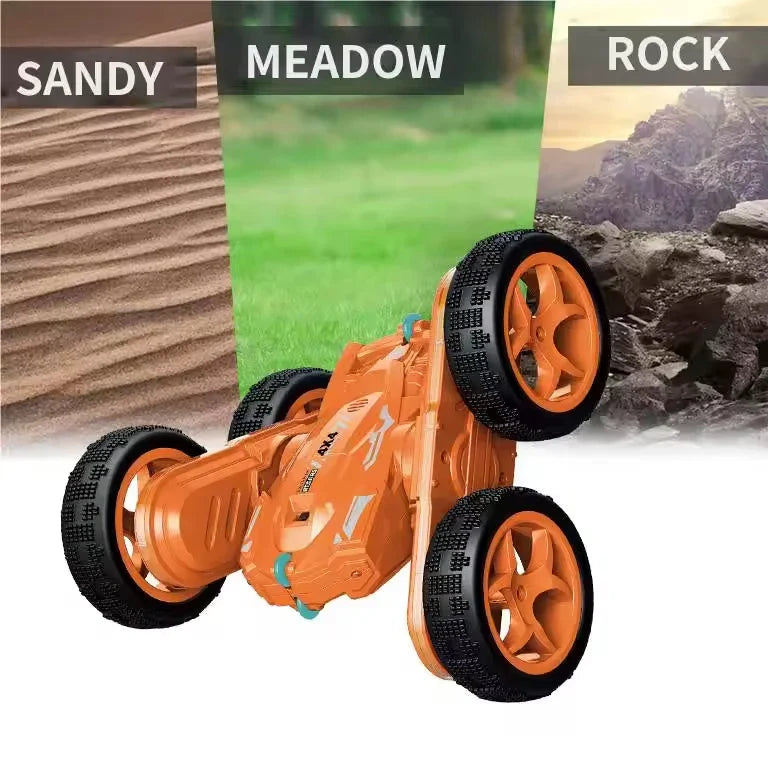 HKM-049939 Colorful Double-Sided RC Stunt Car with 360° Rotation, Lights, Music, and Climbing Features for Ages 5 and Up
