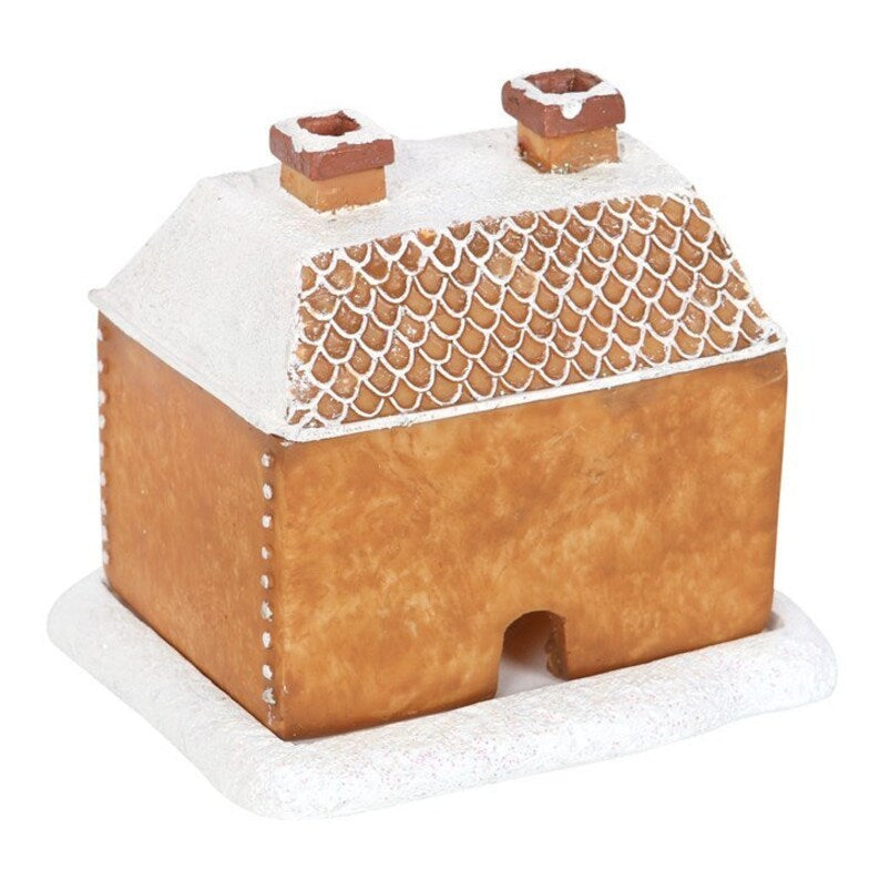 HKM-050131 Gingerbread Cottage Incense Burner with Christmas Snow Roof - Resin Design