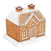 HKM-050131 Gingerbread Cottage Incense Burner with Christmas Snow Roof - Resin Design