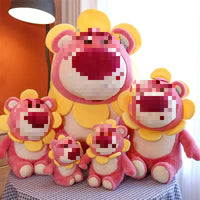 HKM-050515 Cute Strawberry Bear Plush Toy - Soft Stuffed Doll for Kids, Ideal for Birthdays and Holidays, Various Sizes Available