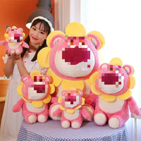 HKM-050515 Cute Strawberry Bear Plush Toy - Soft Stuffed Doll for Kids, Ideal for Birthdays and Holidays, Various Sizes Available