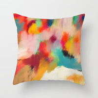 HKM-050579 Soft Peach Skin Cushion Cover in Printed Linen Design 45x45cm