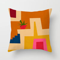 HKM-050579 Soft Peach Skin Cushion Cover in Printed Linen Design 45x45cm