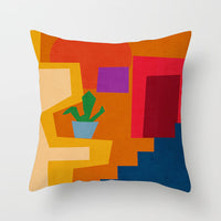 HKM-050579 Soft Peach Skin Cushion Cover in Printed Linen Design 45x45cm