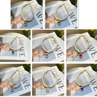 HKM-050835 Retro Crystal Pendant Pearl Necklace for Cats and Dogs in Multiple Heart Colors