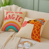 HKM-050899 Nordic Style Square Cartoon Pillowcase for Living Room - Rainbow Letters Design, Cotton Material, 45x45cm