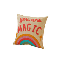 HKM-050899 Nordic Style Square Cartoon Pillowcase for Living Room - Rainbow Letters Design, Cotton Material, 45x45cm
