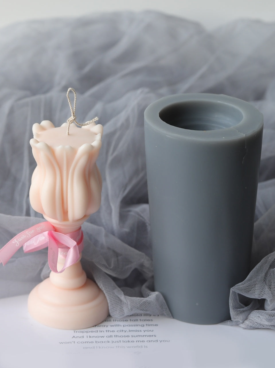 HKM-050963 Tulip Candlestick Silicone Mold for DIY Aromatherapy Candle Making