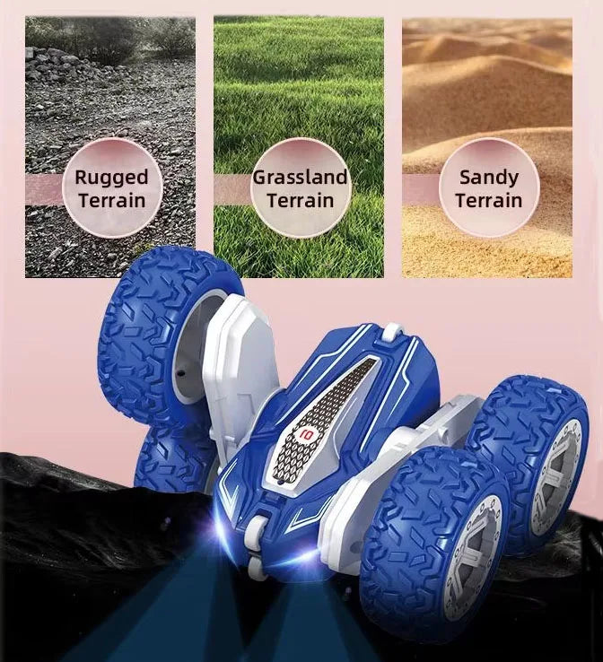 HKM-051091 2.4G Remote Control Double-Sided Stunt Car with 360 Degree Rotation and Lights, Ideal for Ages 5 and Up