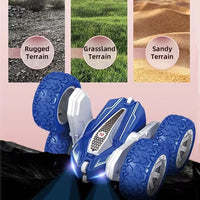 HKM-051091 2.4G Remote Control Double-Sided Stunt Car with 360 Degree Rotation and Lights, Ideal for Ages 5 and Up