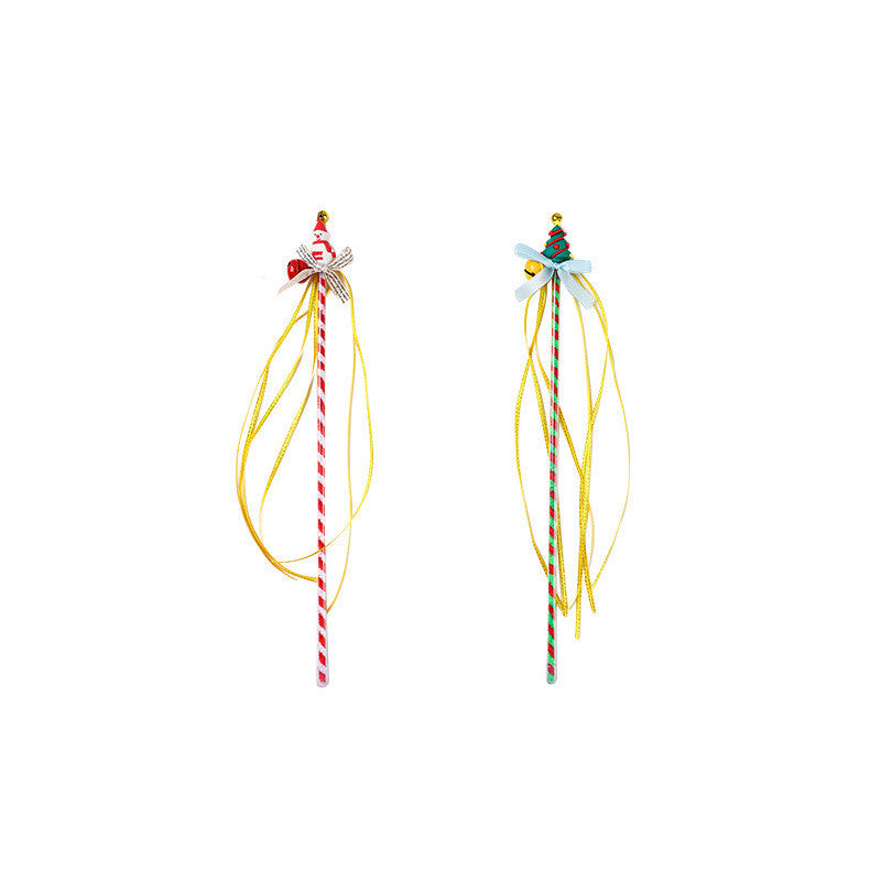 HKM-051155 Christmas Snowman Stick with Bell - Bite-Resistant Cat Toy