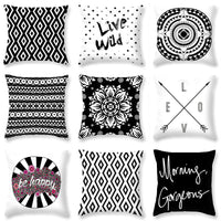 HKM-051219 Nordic Black and White Geometric Abstraction Peach Skin Pillowcase 45x45cm