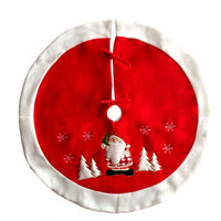 HKM-051283 Red and White Christmas Tree Skirt, 90cm Flannel Diameter for Festive Decor