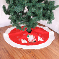 HKM-051283 Red and White Christmas Tree Skirt, 90cm Flannel Diameter for Festive Decor