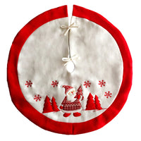 HKM-051283 Red and White Christmas Tree Skirt, 90cm Flannel Diameter for Festive Decor