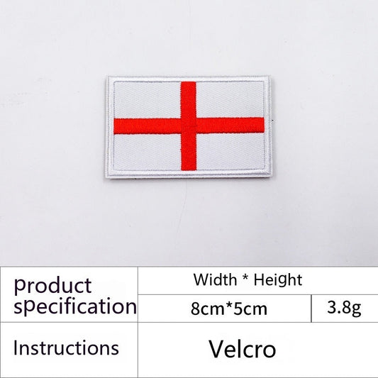 HKM-051603 Embroidered English Flag Fabric Patch with Adhesive and Velcro Backing for Clothing and Bags