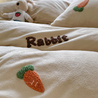 HKM-051667 Cartoon Winter Milk Fiber Bedding Set with Embroidery and Tassels, Multiple Sizes Available