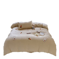 HKM-051667 Cartoon Winter Milk Fiber Bedding Set with Embroidery and Tassels, Multiple Sizes Available