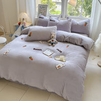 HKM-051667 Cartoon Winter Milk Fiber Bedding Set with Embroidery and Tassels, Multiple Sizes Available