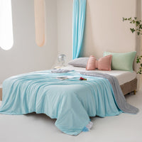 HKM-051667 Machine Washable Ice Silk Summer Quilt - Cool Fiber Antibacterial Filler, INS Style, 150x200cm & 200x230cm Options Available