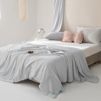 HKM-051667 Machine Washable Ice Silk Summer Quilt - Cool Fiber Antibacterial Filler, INS Style, 150x200cm & 200x230cm Options Available