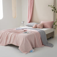 HKM-051667 Machine Washable Ice Silk Summer Quilt - Cool Fiber Antibacterial Filler, INS Style, 150x200cm & 200x230cm Options Available