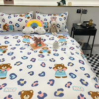 HKM-051987 Aloe Cotton Four-Piece Bedding Set - Striped, Heart-Shaped, Starry Sky, and More Patterns