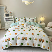 HKM-051987 Aloe Cotton Four-Piece Bedding Set - Striped, Heart-Shaped, Starry Sky, and More Patterns