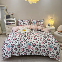 HKM-051987 Aloe Cotton Four-Piece Bedding Set - Striped, Heart-Shaped, Starry Sky, and More Patterns