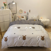 HKM-051987 Aloe Cotton Four-Piece Bedding Set - Striped, Heart-Shaped, Starry Sky, and More Patterns