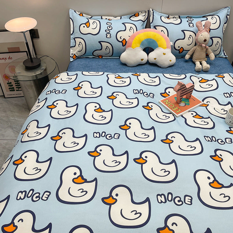 HKM-051987 Aloe Cotton Four-Piece Bedding Set - Striped, Heart-Shaped, Starry Sky, and More Patterns