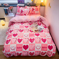HKM-051987 Aloe Cotton Four-Piece Bedding Set - Striped, Heart-Shaped, Starry Sky, and More Patterns