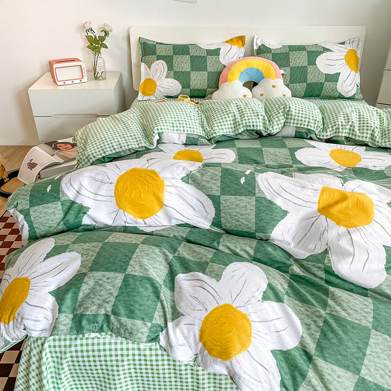 HKM-051987 Aloe Cotton Four-Piece Bedding Set - Striped, Heart-Shaped, Starry Sky, and More Patterns