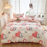 HKM-051987 Aloe Cotton Four-Piece Bedding Set - Striped, Heart-Shaped, Starry Sky, and More Patterns
