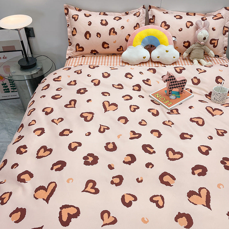 HKM-051987 Aloe Cotton Four-Piece Bedding Set - Striped, Heart-Shaped, Starry Sky, and More Patterns
