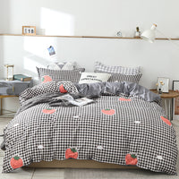 HKM-051987 Aloe Cotton Four-Piece Bedding Set - Striped, Heart-Shaped, Starry Sky, and More Patterns