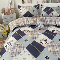 HKM-051987 Aloe Cotton Four-Piece Bedding Set - Striped, Heart-Shaped, Starry Sky, and More Patterns