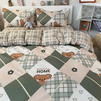 HKM-051987 Aloe Cotton Four-Piece Bedding Set - Striped, Heart-Shaped, Starry Sky, and More Patterns