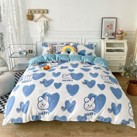 HKM-051987 Aloe Cotton Four-Piece Bedding Set - Striped, Heart-Shaped, Starry Sky, and More Patterns