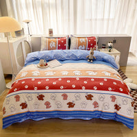 HKM-051987 Aloe Cotton Four-Piece Bedding Set - Striped, Heart-Shaped, Starry Sky, and More Patterns