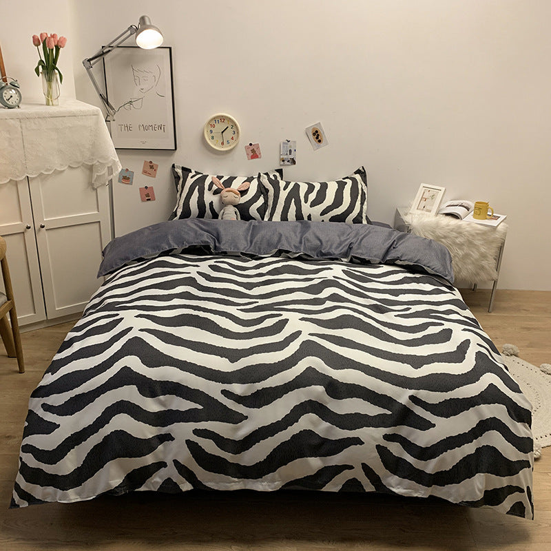 HKM-051987 Aloe Cotton Four-Piece Bedding Set - Striped, Heart-Shaped, Starry Sky, and More Patterns
