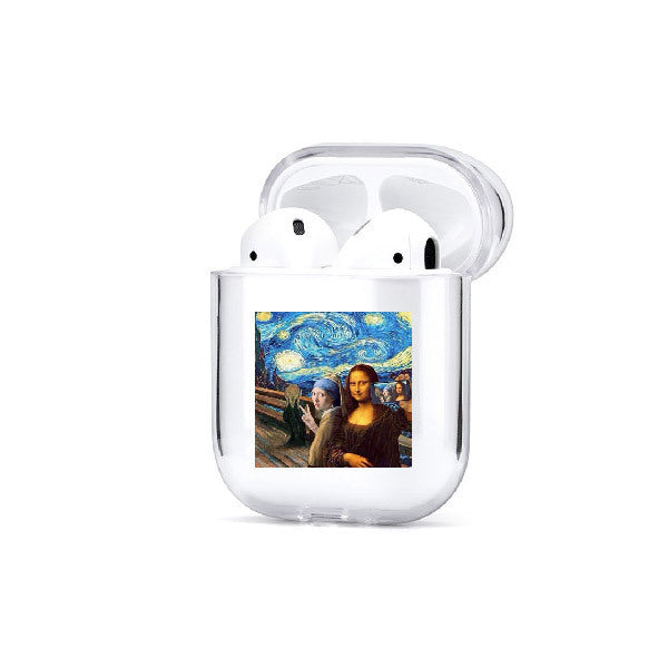 HKM-052179 Transparent Painted Earphone Sleeve with Cartoon Designs and Camouflage Patterns