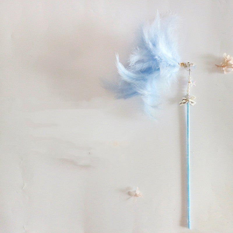 HKM-052307 Feather Tassel Cat Toy with Bell and Bite-Resistant Design